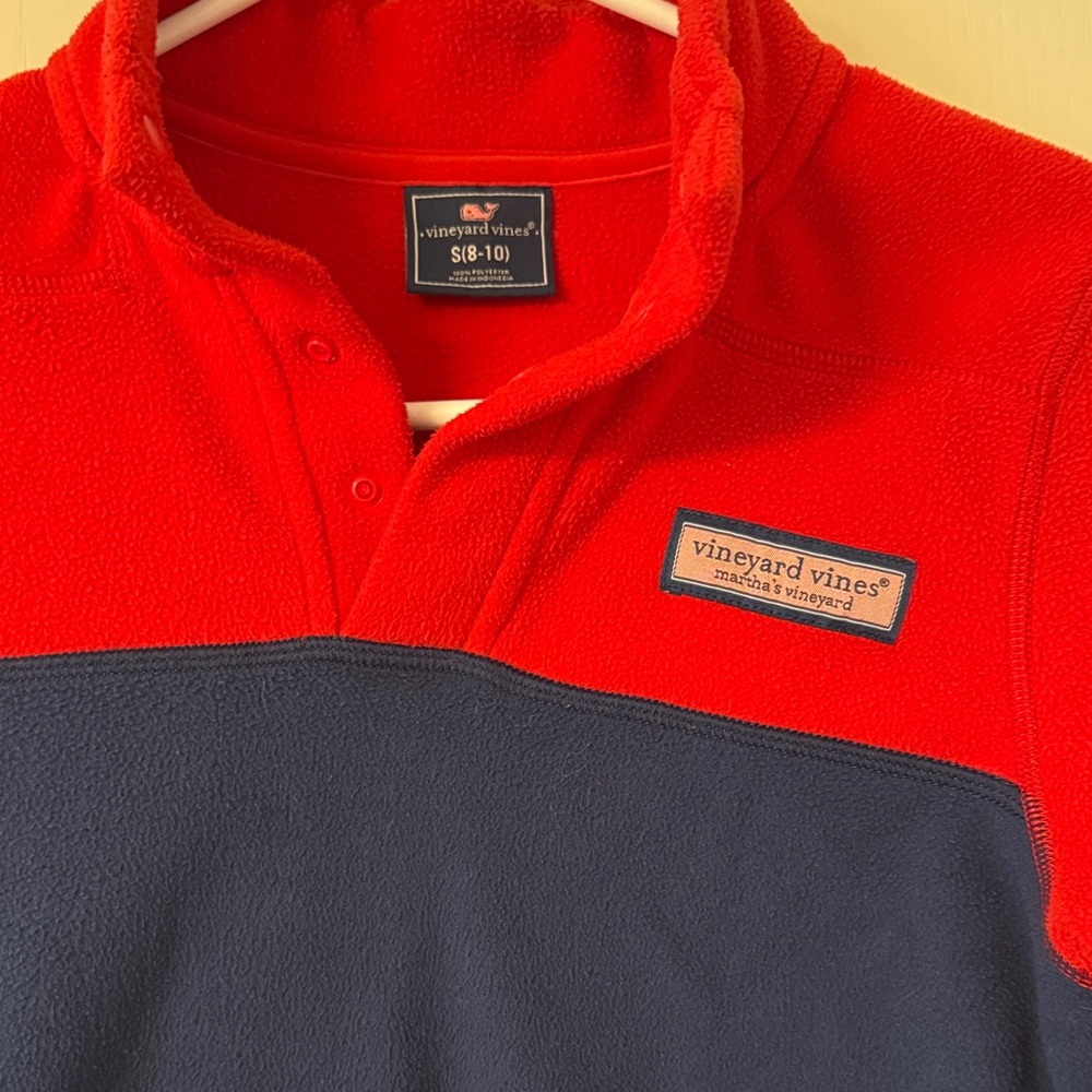 Vineyard Vines Boys Red and Blue Fleece Pullover